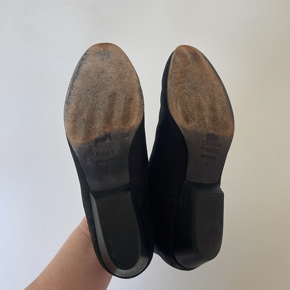 Eileen Fisher Knack Ankle Booties Boots in Black Nubuck Leather Pull On Size 8 - Picture 12 of 13